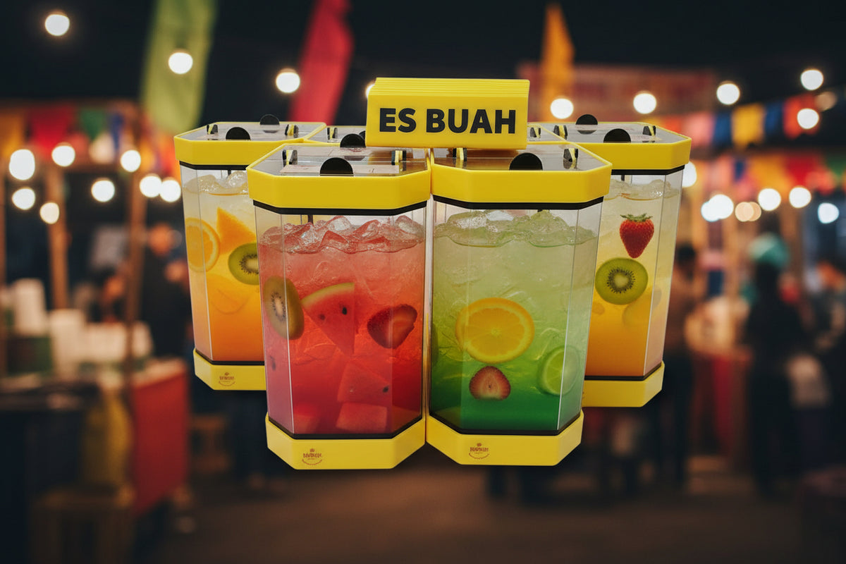 Tempat Minuman Es Acrylic SegiEnam 25X30 Tinggi 45 cm 25 30 Liter
