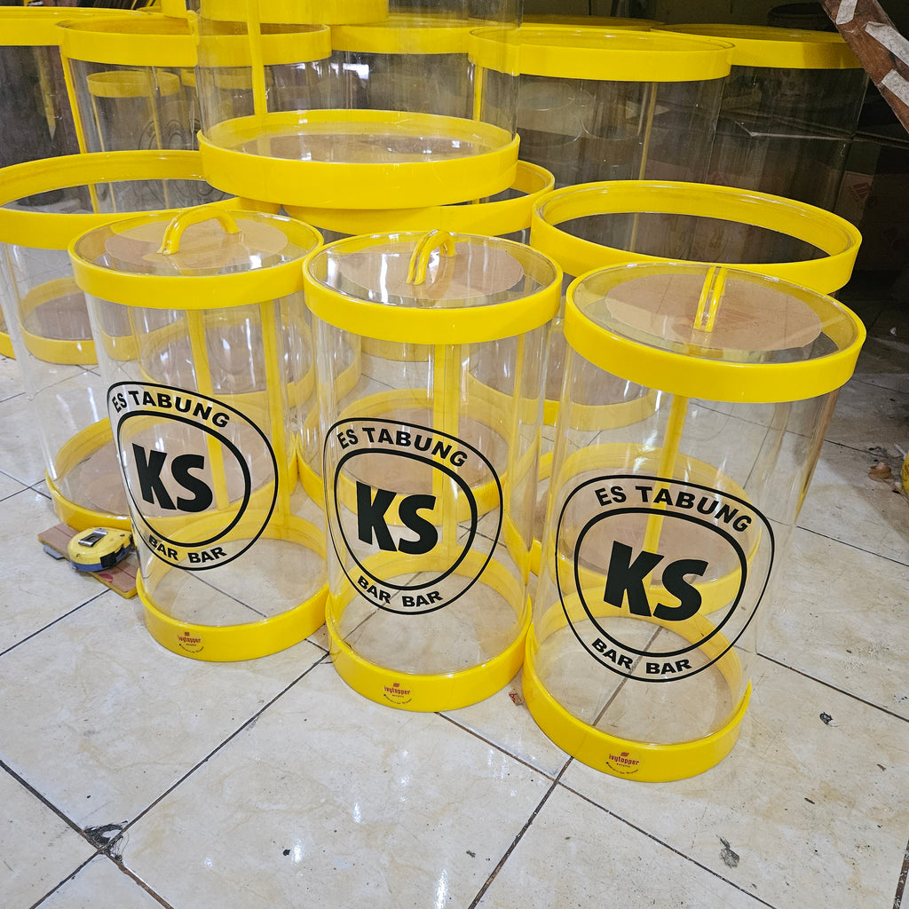 Tabung Es Buah Akrilik 15 Liter Tempat Minuman Es D22 T45 cm