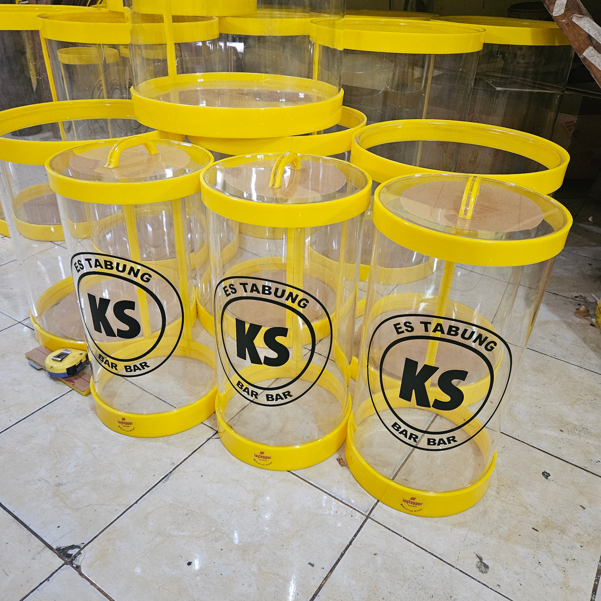 Tabung Es Buah Akrilik 15 Liter Tempat Minuman Es D22 T45 cm