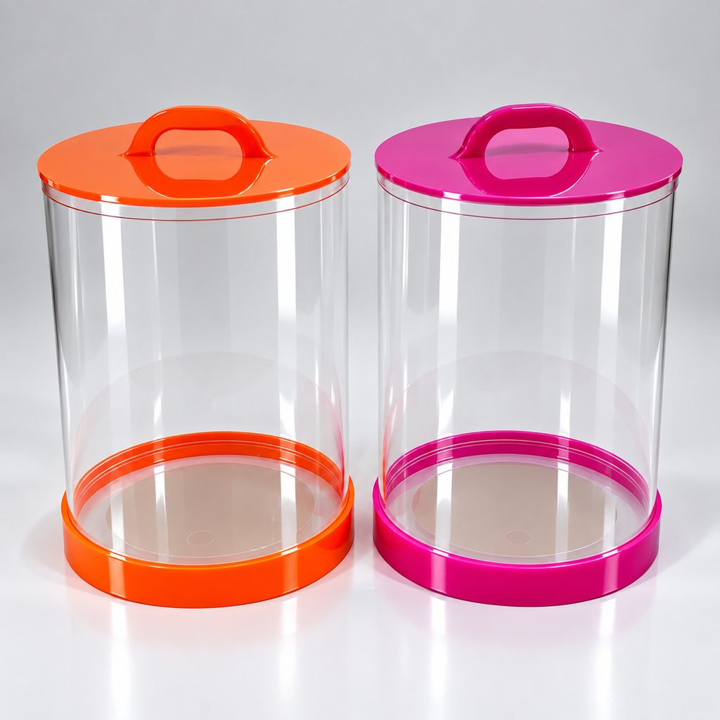 Tabung Minuman Acrylic Es Buah D30 T45 Tanpa List atas Tutup Full Warna