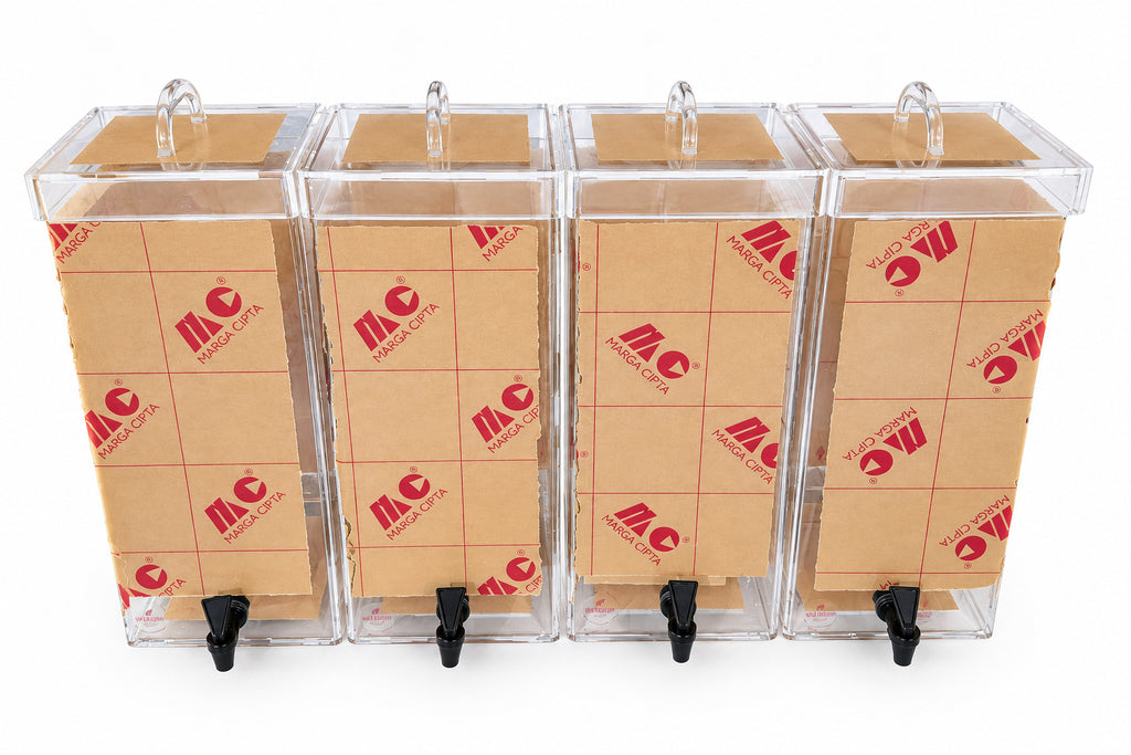 Dispenser Acrylic Minuman Es Buah 21x21 tinggi 50 cm