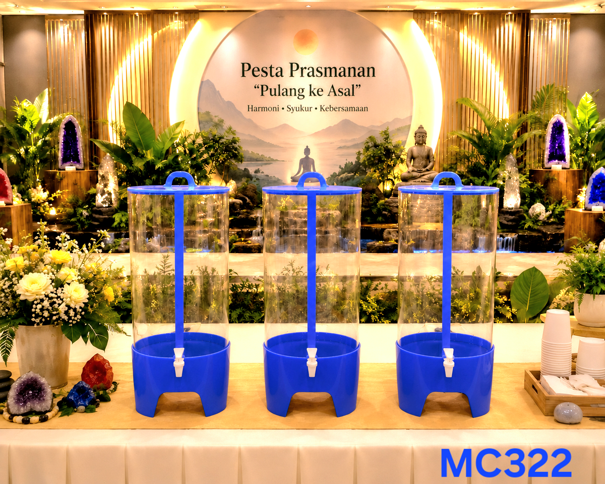 Dispenser Acrylic 20 Liter Bulat D25 Tinggi 65 Cm Minuman ES Buah