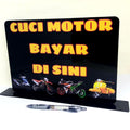 Cuci Motor Bayar Disini Acyrilic Stand A4 30x21 cm Signboard