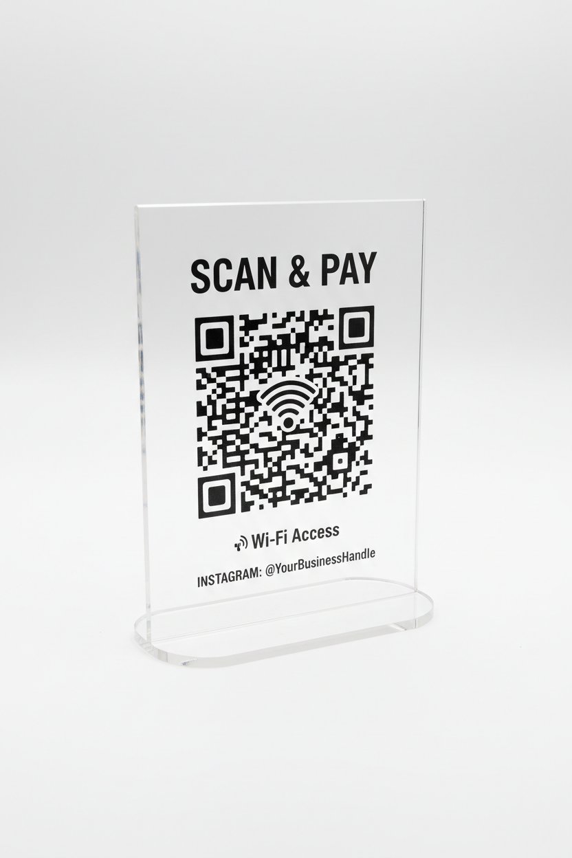 Code QR Stand Acrylic Display A4 UV Print SignBoard
