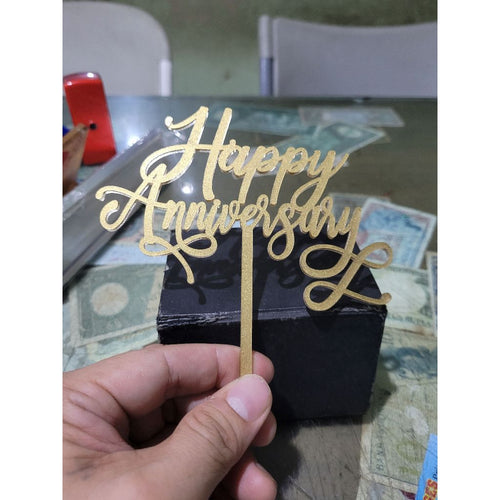 Cake Topper Happy Anniversary Acrylic Premium